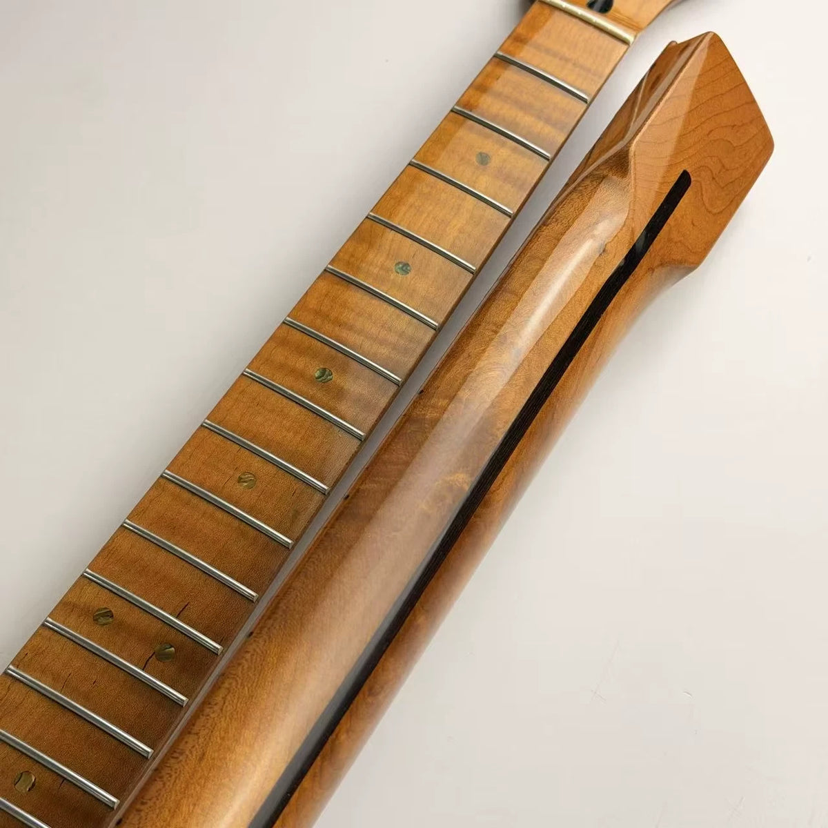 Roasted Tiger Flame Maple Guitar Neck, 22 Frets Fit ST