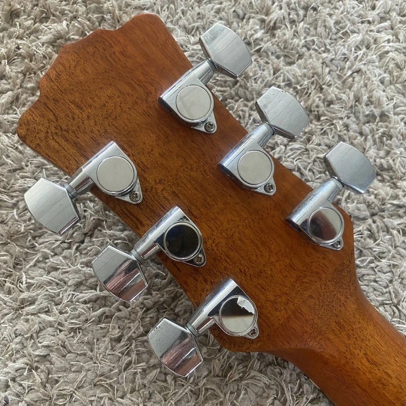 Luna 38 Inch Acoustic Guitar, Engraved Butterflies Pine Top Body, Okoume Neck