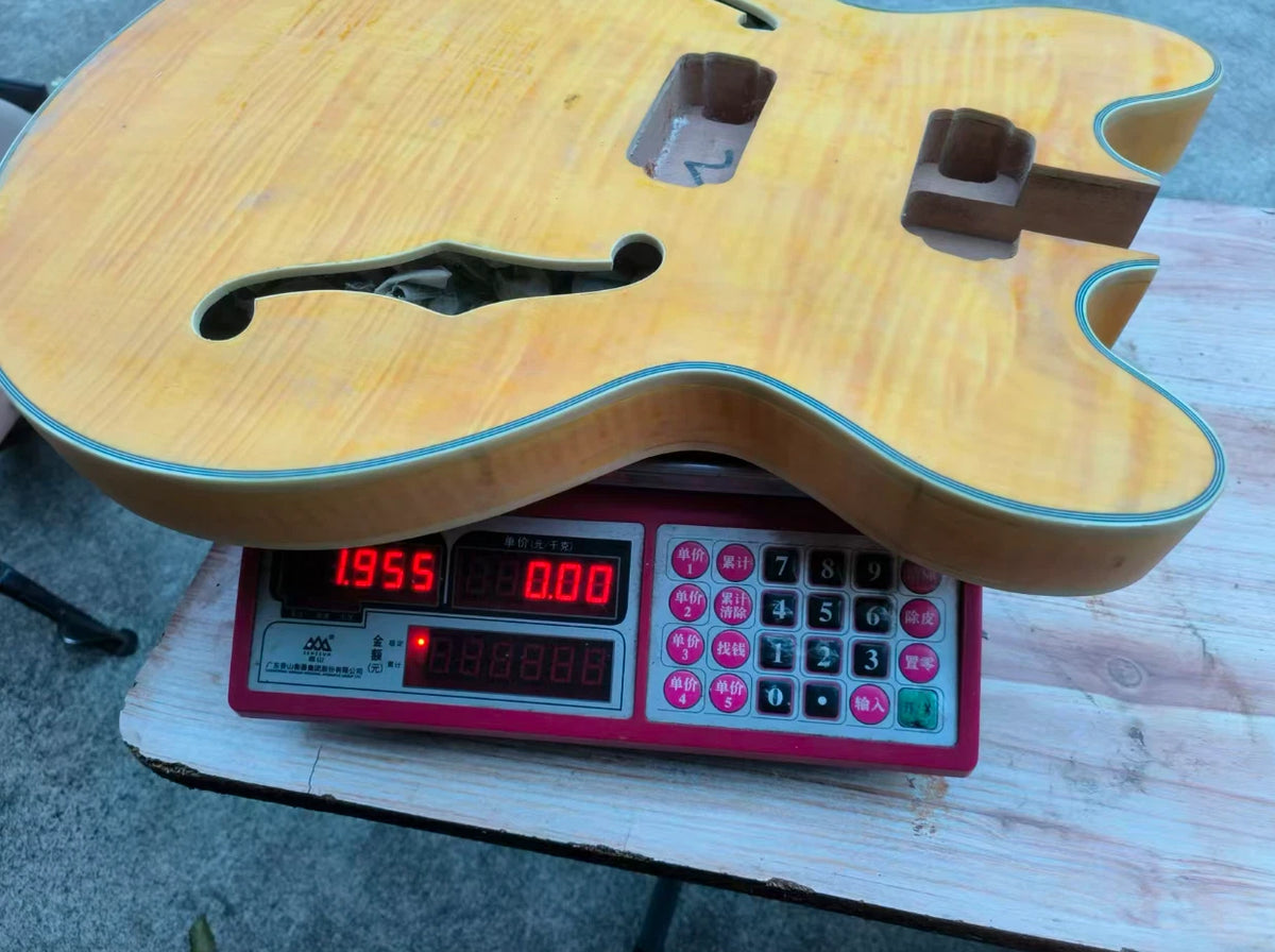 Yellow HH Tiger Maple Top Semi Hollow Jazz Guitar Body DIY Project
