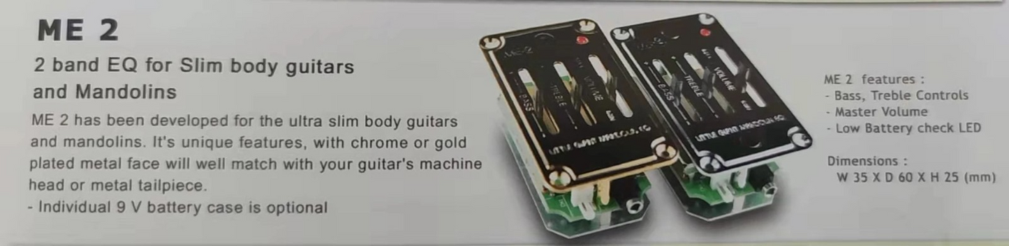 Artec 2 Band Slim Body Guitar/Mandolin EQ Equalizer with Saddle Pickup