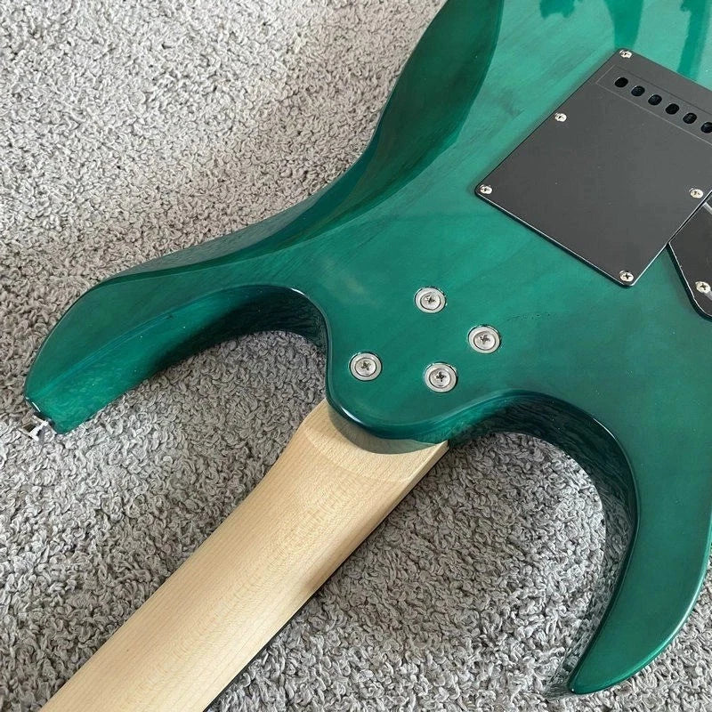 Transparent Green Superstrat Electric Guitar, Basswood Body, Maple Neck Rosewood