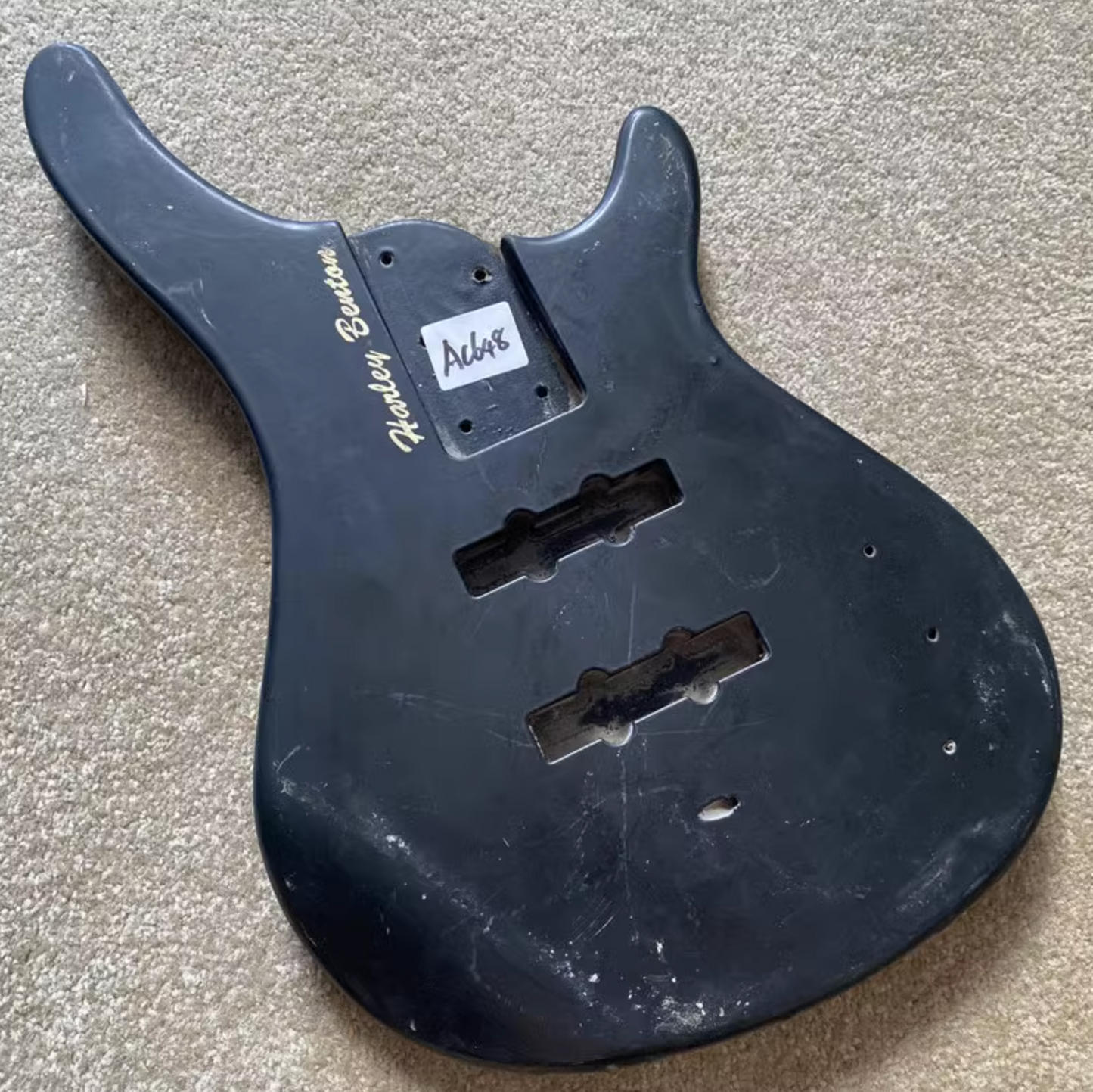 Black Harley Benton 4 String Bass Basswood Body DIY Project