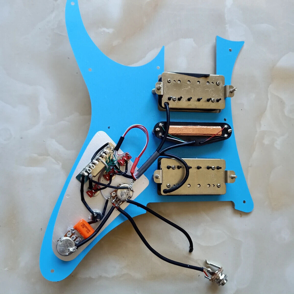 Prewired HSH Silver Mirror Pickguard Zebra Pickup 7 Way Switch Welding Harness For Fender Stratocaster Strat