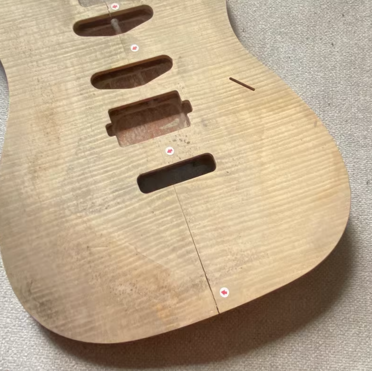 Mahogany Wood HSS Guitar Body with Tiger Maple Top DIY Project
