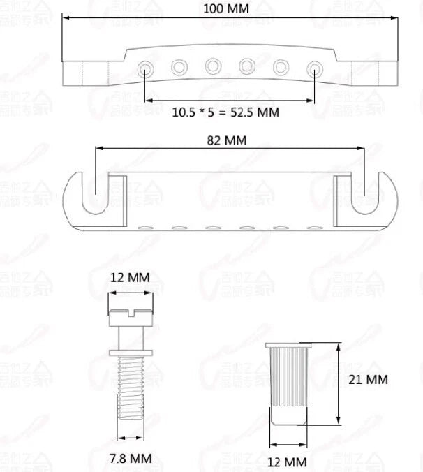 Satin Silver Guitar Tune O Matic Bridge Tailpiece For Epiphone,Ibane<wbr/>z,Gibson,ESP