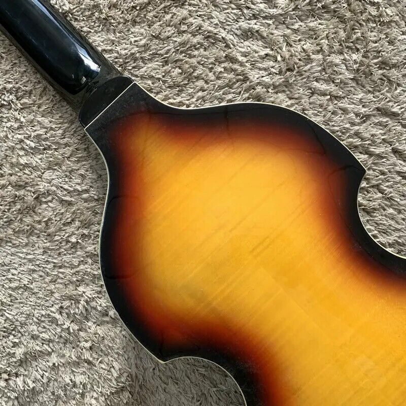 Sunburst 4 String Violin Bass Maple Top Body with Neck, Rosewood Fingerboard