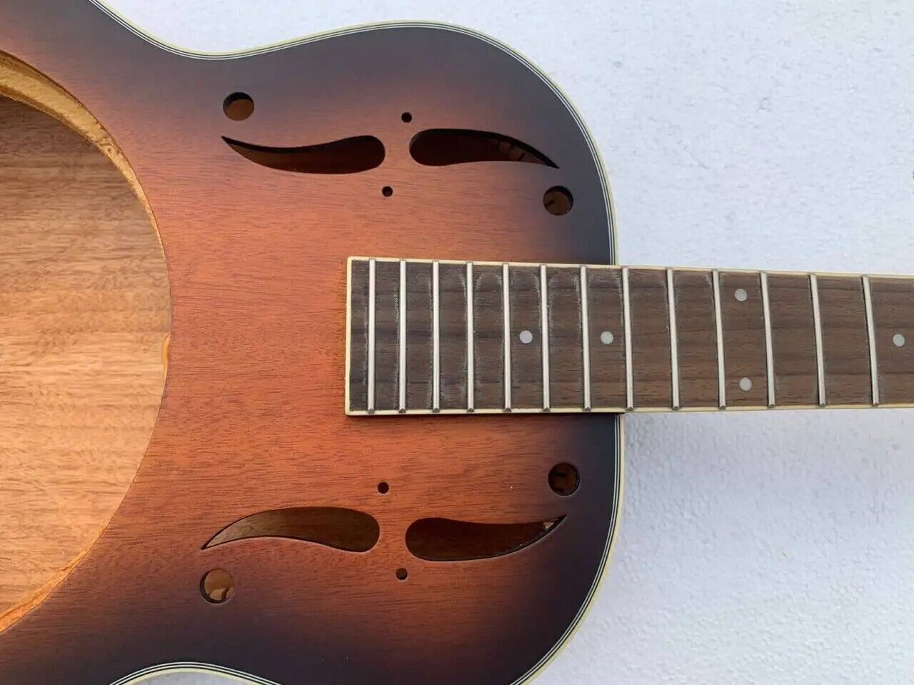 Sunburst Dobro Resonator Guitar DIY Project, Maple Neck, Rosewood Fingerboard