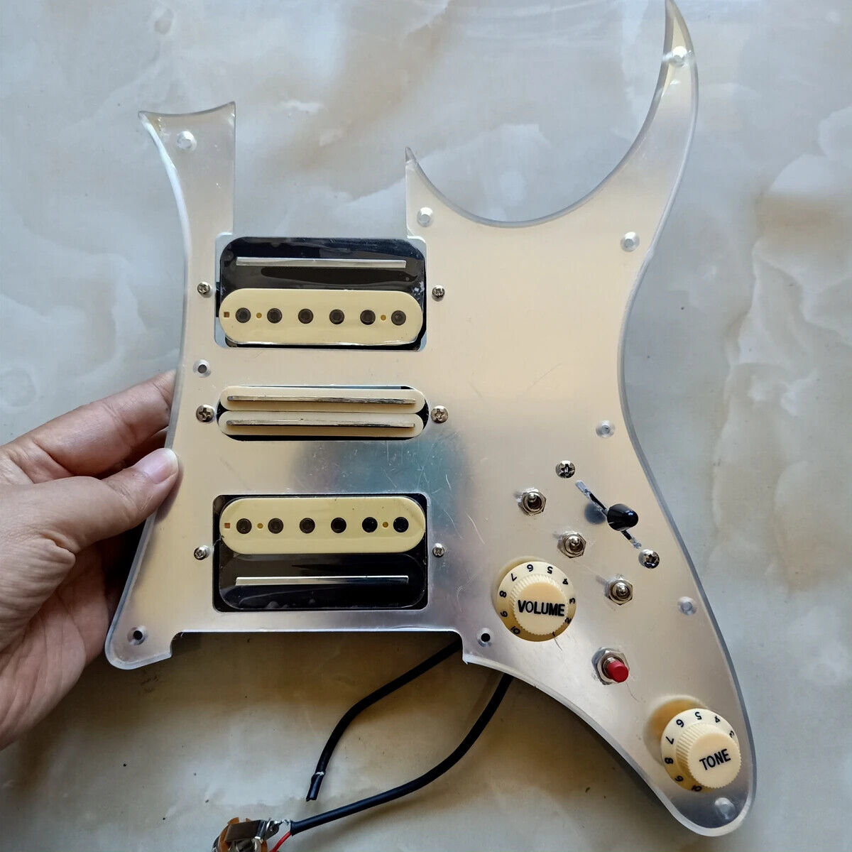 Prewired HSH Silver Mirror Pickguard Zebra Pickup 7 Way Switch Welding Harness For Fender Stratocaster Strat