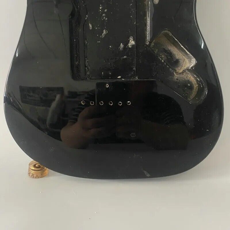 Basswood Black Electric Guitar Body, String Through Bridge Fit Stratocaster ST