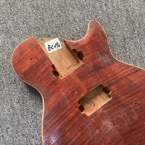 Mahogany Wood DIY Project Guitar Body with Veneer Tiger Maple Top Fit Les Paul