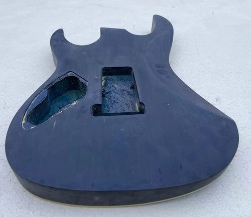 Blue Quilted Maple Wood Guitar Body Project, HH Pickup Route