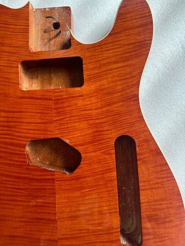 Mahogany Wood Guitar Single Cut Body with Tiger Maple Top Fit Telecaster Tele
