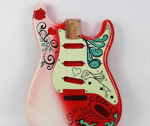 Flowers Top Alder Wood SSS Guitar Body Fit Strat Guitars