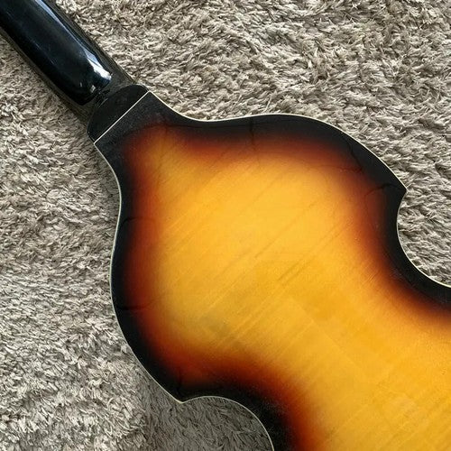 Sunburst 4 String Violin Bass Maple Top Body with Neck, Rosewood Fingerboard
