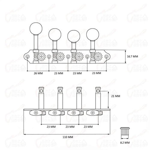 Silver 4R4L 8 String Mandolin Machine Heads Tuning Pegs Keys
