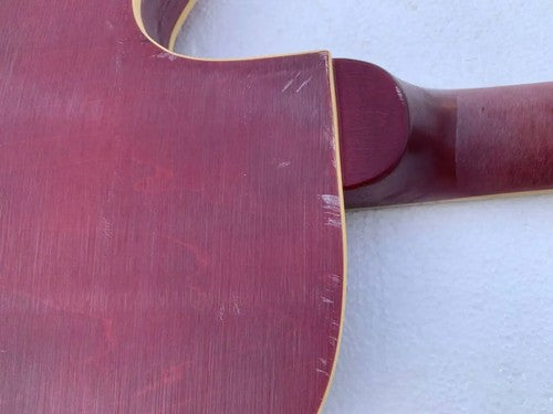 Red Semi Hollow Jazz Guitar Body with Maple Neck, Rosewood Fretboard DIY Project