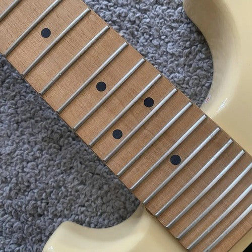 Cream Left Handed 6 String Mandolin Guitar, Maple Neck and Fingerboard