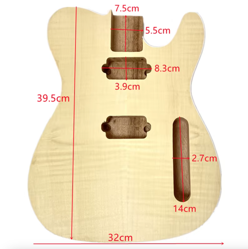 HH Mahogany Guitar Body with Tiger Maple Top Fit Telecaster Tele