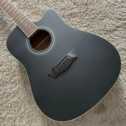 Matte Black 12 String Acoustic Guitar, Spruce and Mahogany Body, Maple Neck