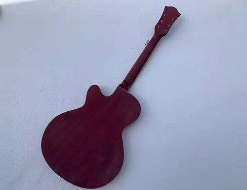 Red Semi Hollow Jazz Guitar Body with Maple Neck, Rosewood Fretboard DIY Project