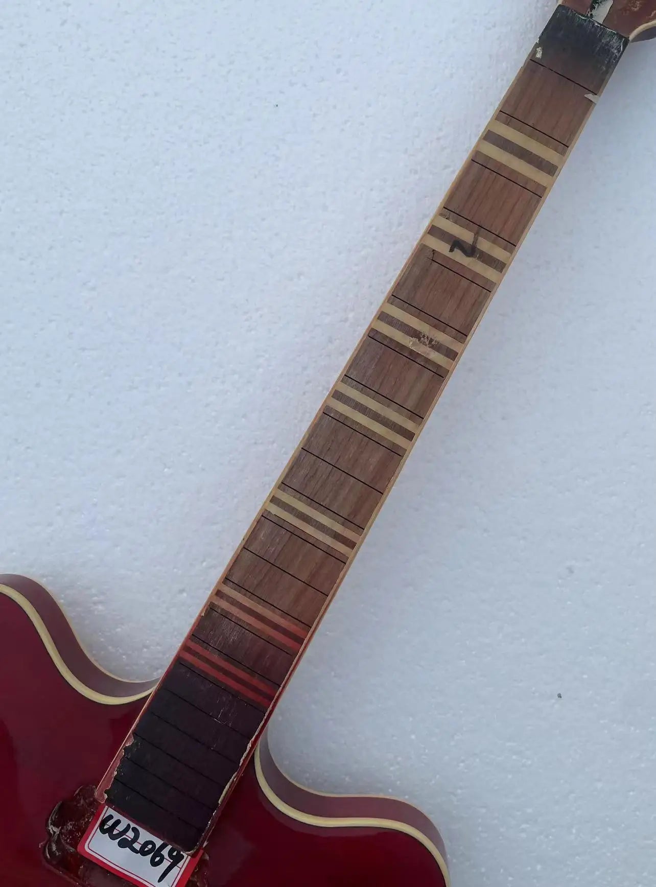 Red Laminated Maple Wood Guitar Semi Hollow Body with Neck, Rosewood Fingerboard