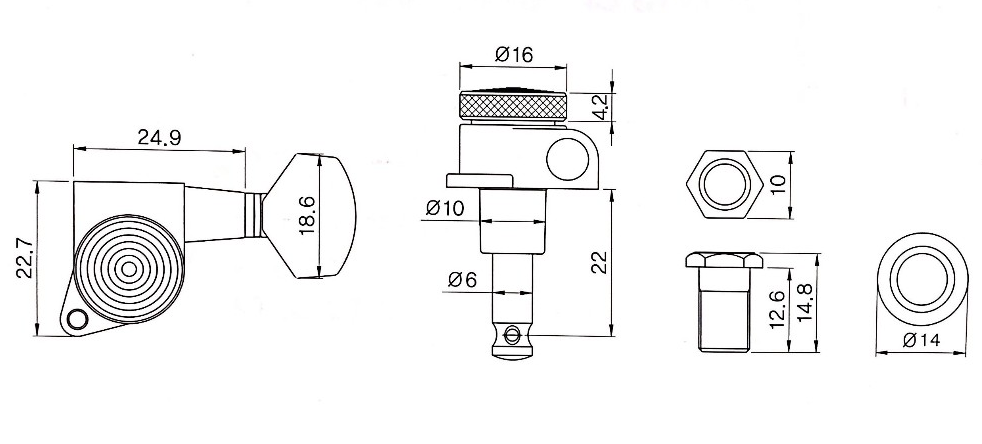 3R+3L Black Nickel Guitar Locked Tuners Pegs Fit Cort,Epiphone,Ibanez,Washburn