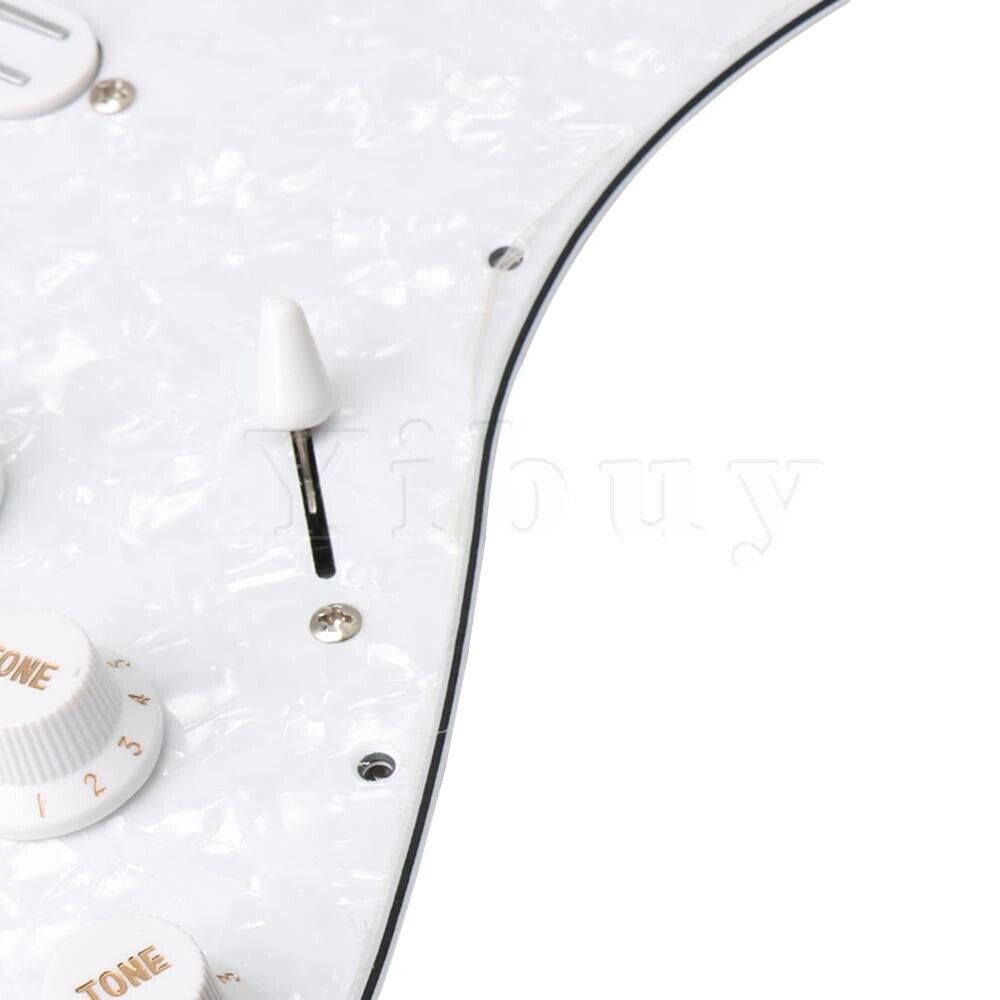 White Pearl Guitar Dual Hot Rails Prewired Pickguard Fit Fender Stratocaster