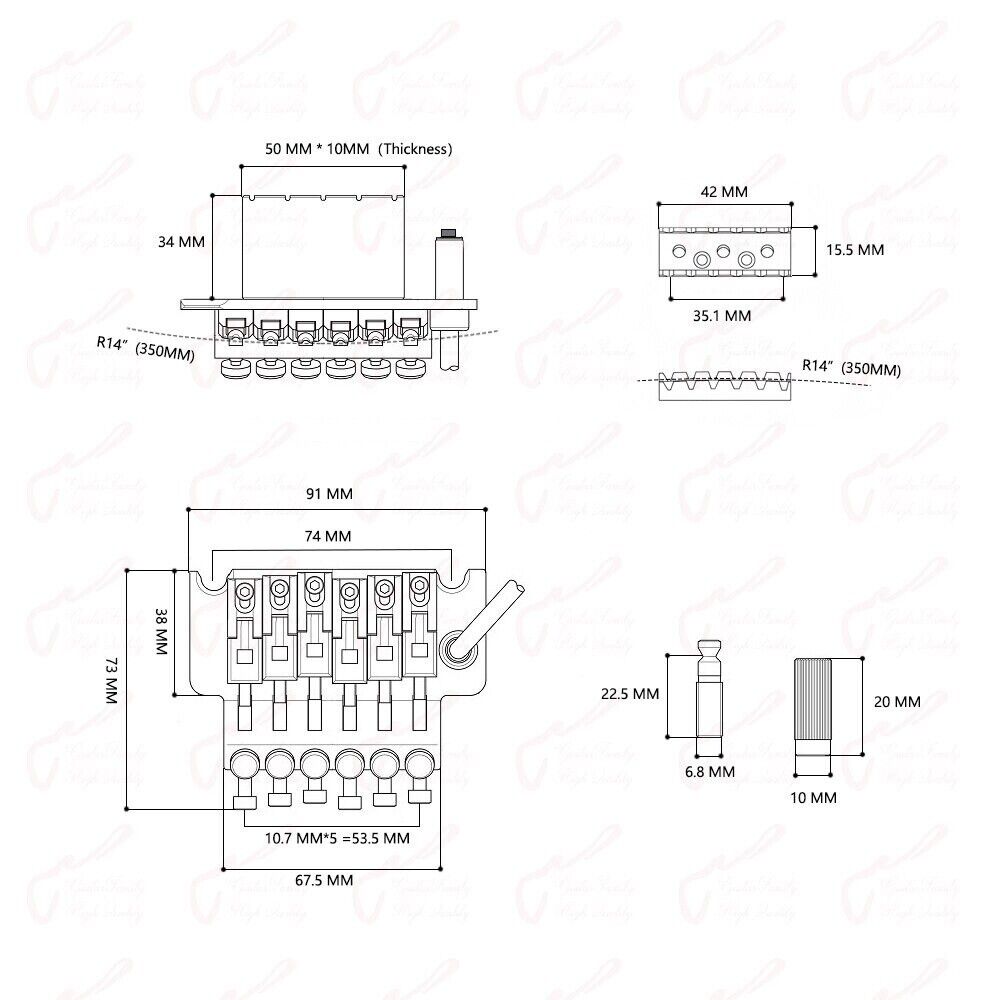Titanium Alloy Guitar Bridge Tremolo Fit Jackson,Ibanez,Schecter,Charvel,EVH,LTD