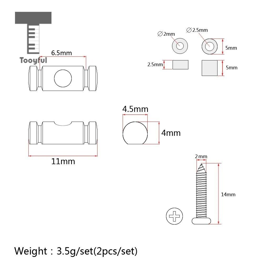 2pcs Silver Guitar Headstock String Tree Retainers Fit Fender,Squier Strat Tele