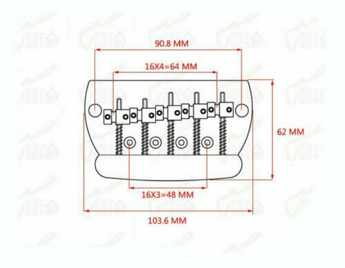 5 String Electric Bass Fixed Hardtail Bridge in Chrome Fit MusicMan Bass Guitar