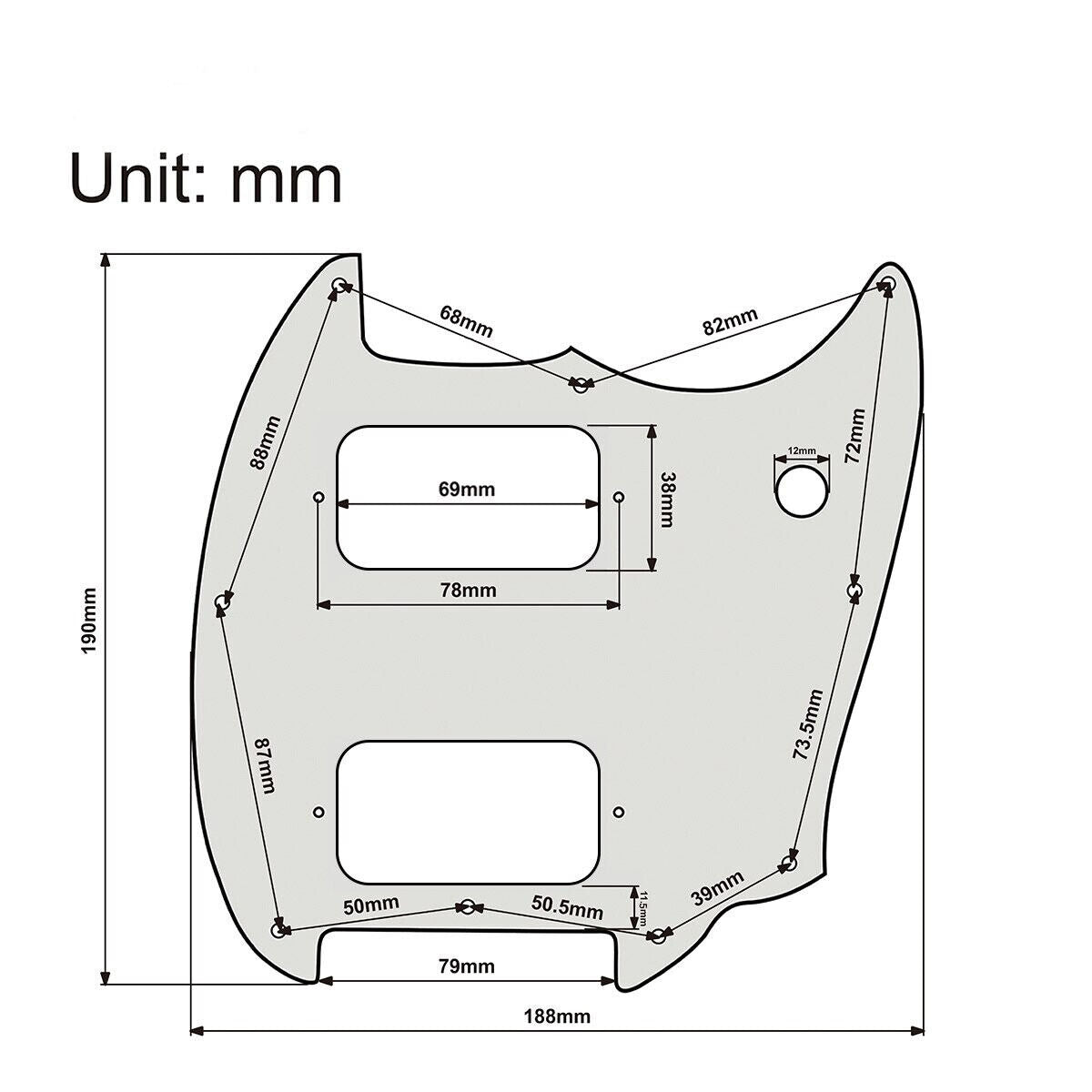 Aged White Pearl Guitar HH Pickguard Scratch Plate Fit Squier Mustang