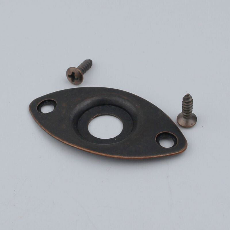 Vinatge Bronze Guitar Oval Jack Plate with Screws Fit Yamaha,Ibanez,Fender,Cort
