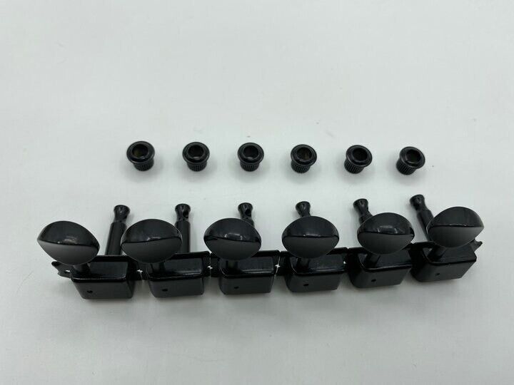 Black 6 Inline Vintage Tuners Machine Heads Keys Fit Fender Tele / Strat Guitars