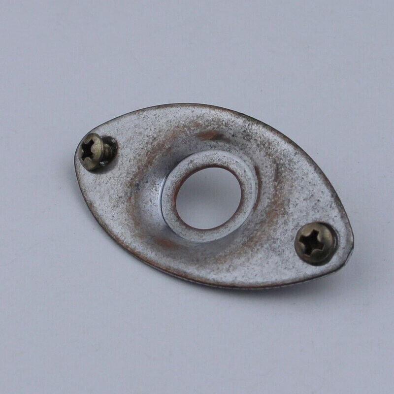 Aged Silver Guitar Oval Jack Plate Socket Fit Tele