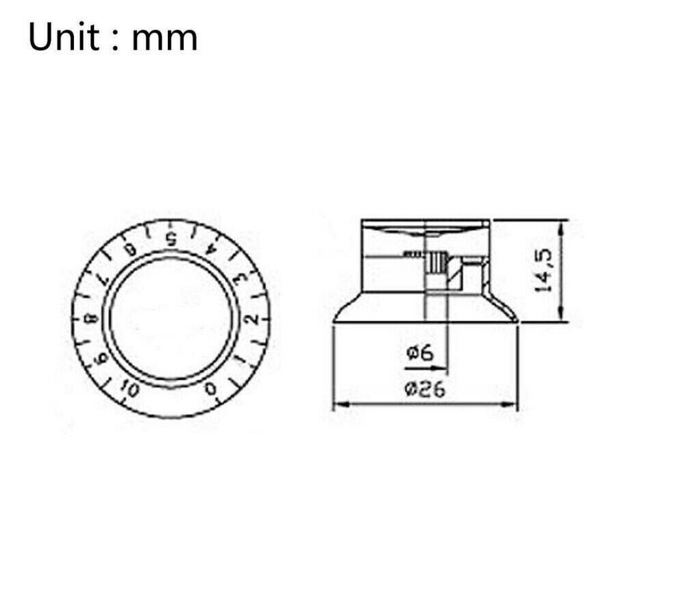White Top Hat Guitar Tone and Volume Control Knobs Fit Gibson Les Paul SG ES