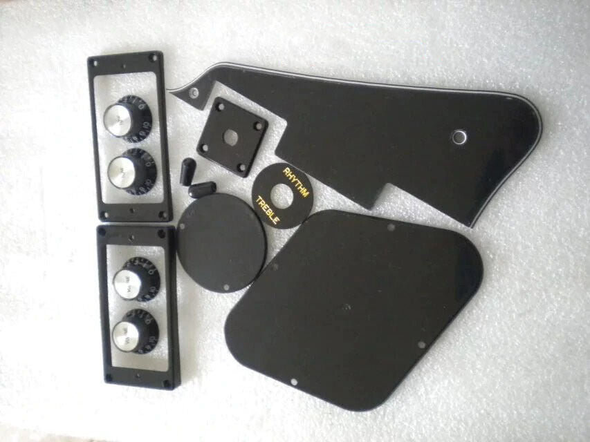 Black Guitar Pickguard, Pickups Rings, Knobs, Jack Back Plate Fit Epiphone LP