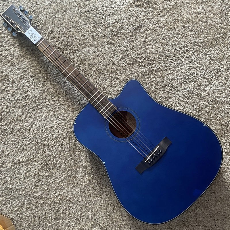 Blue 41 Inch Acoustic Guitar, Spruce Plywood Body, Mahogany Neck