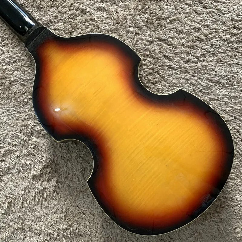 Sunburst 4 String Violin Bass Maple Top Body with Neck, Rosewood Finge