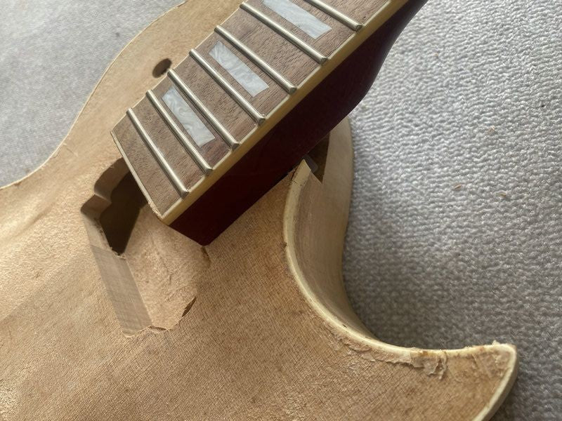 Unfinished Guitar Basswood Body with Neck, Rosewood Fingerboard Fit Le