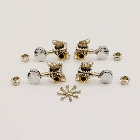 2R+2L Ukulele Open Gear Tuning Pegs Machine Heads Keys in Silver
