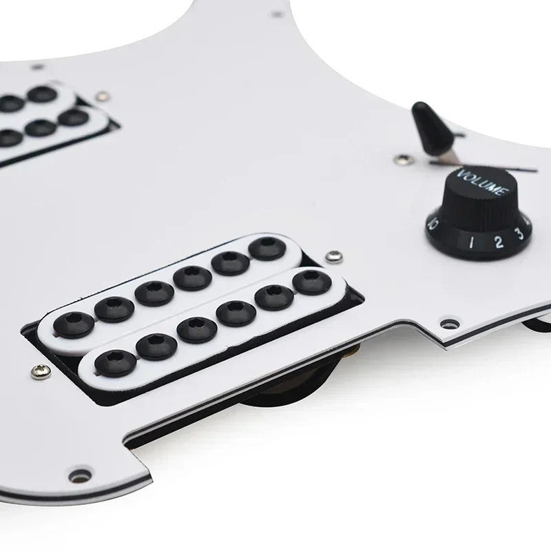 White Guitar Large Pole Pickups Loaded Prewired HH Pickguard Fit Strat