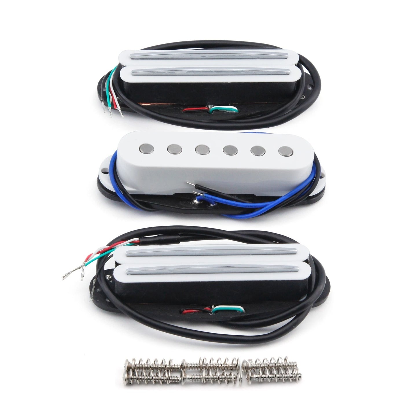 White Dual Blades SSS Alnico 5 Pickups Set Fit Stratocaster Strat