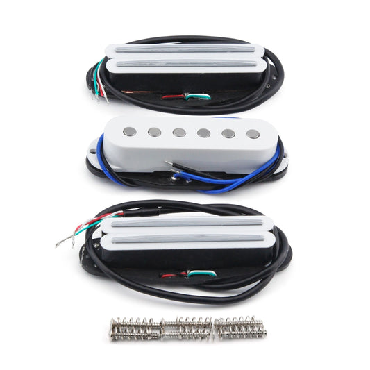 White Dual Blades SSS Alnico 5 Pickups Set Fit Stratocaster Strat