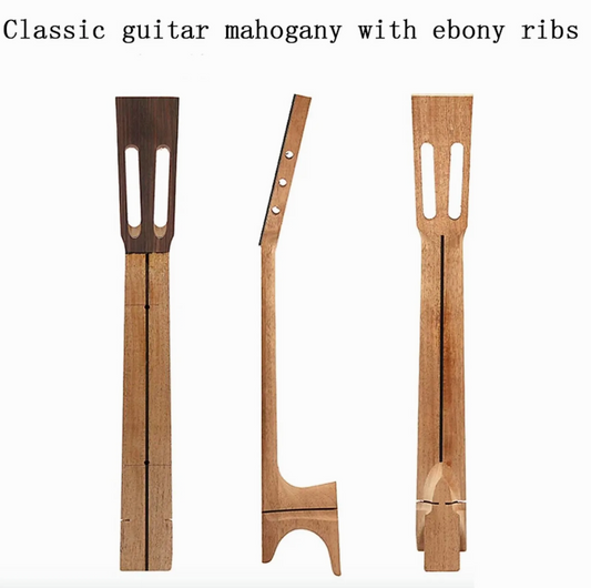 Mahogany Wood Classical Spanish Guitar Neck with Ebony Ribs