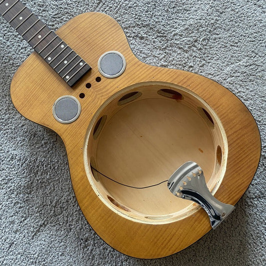 DIY Tiger Maple Dobro Resonator Guitar Mahogany Neck Rosewood 19 Frets
