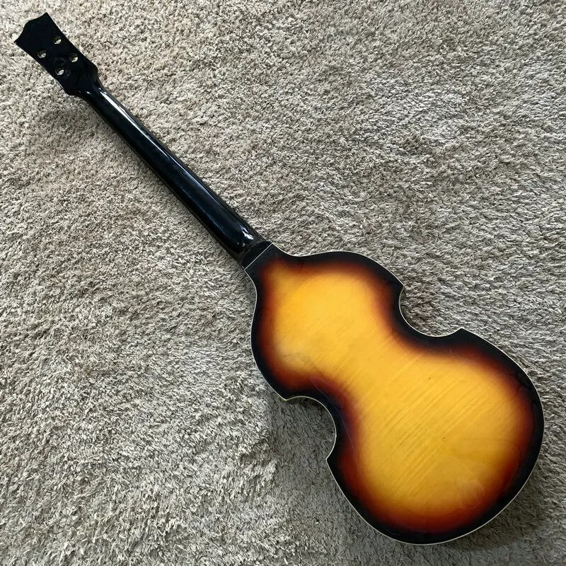 Sunburst 4 String Violin Bass Maple Top Body with Neck, Rosewood Finge
