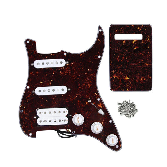 Tortoise Shell Guitar HSS Loaded Prewired Pickguard with Back Plate Fi