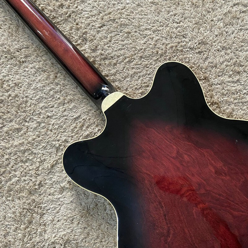 Purple Burst 4 String Semi Hollow Jazz Bass, Maple Body, Mahogany Neck
