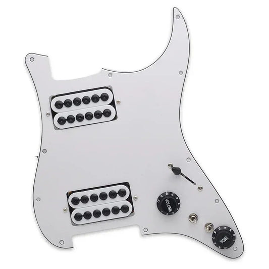 White Guitar Large Pole Pickups Loaded Prewired HH Pickguard Fit Strat