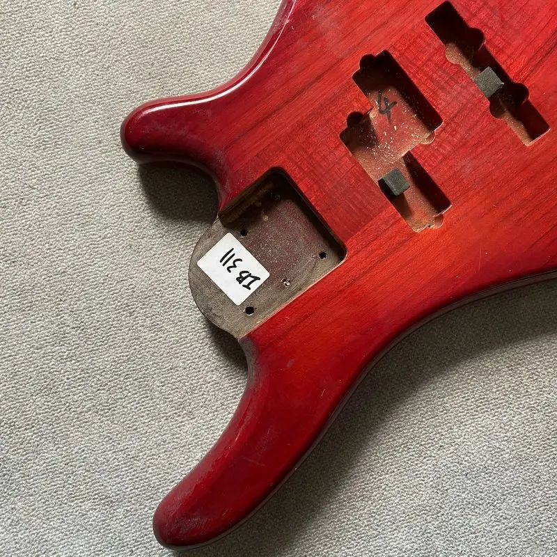 Transparent Red 5 String Electric Bass Basswood Body